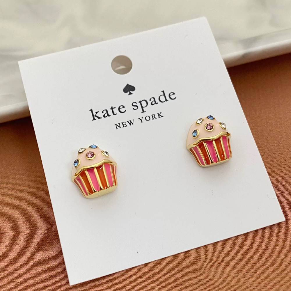 Kate SPADE Tiny Colorful Rhinestone Enamel Cake Shape Stud Earrings Metal